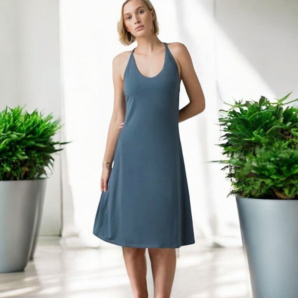 prAna ✦ Opal Midi Athletic Dress ✦ Gray Stretch Jersey Eco Activewear Sz S
